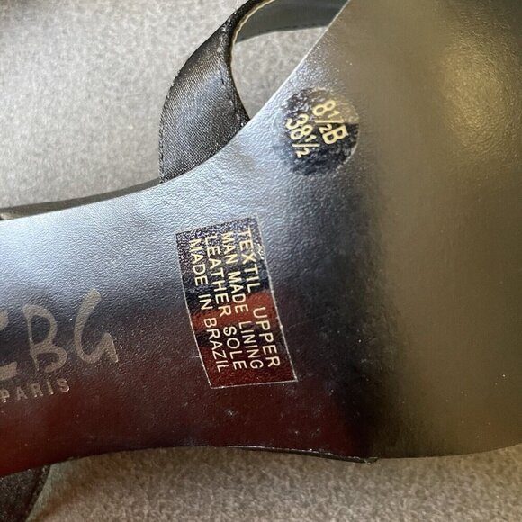 Y2K BCBG Satin Black Leather Rhinestone Slingback Heels Women’s‎ 8.5 vintage - Picture 12 of 14